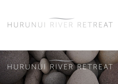Hurunui River Retreat logo and reverse format
